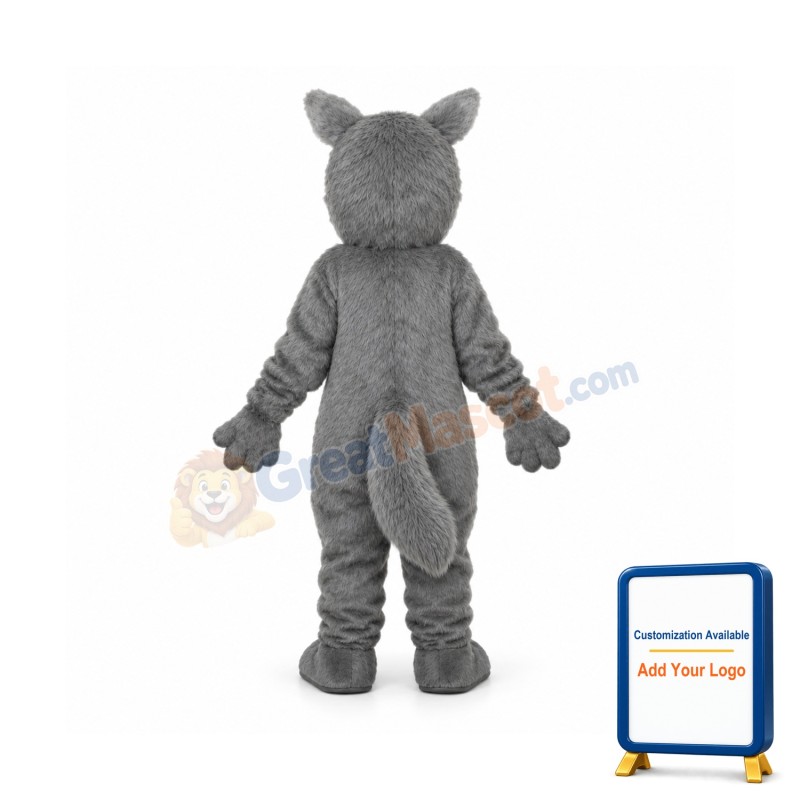 Small Long-haired Gray Wolf Mascot Adult Costume