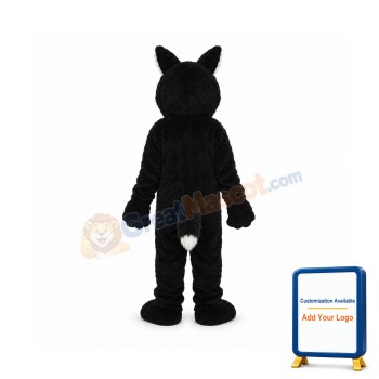 Thin Teeth Long-haired Black Wolf Mascot Adult Costume
