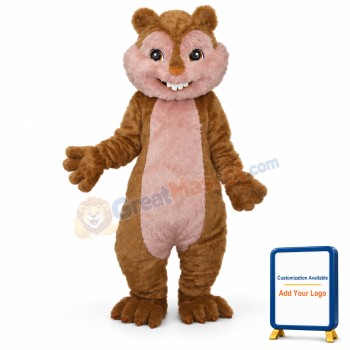Long Wool Yellow Squirrel Mascot Adult Costume