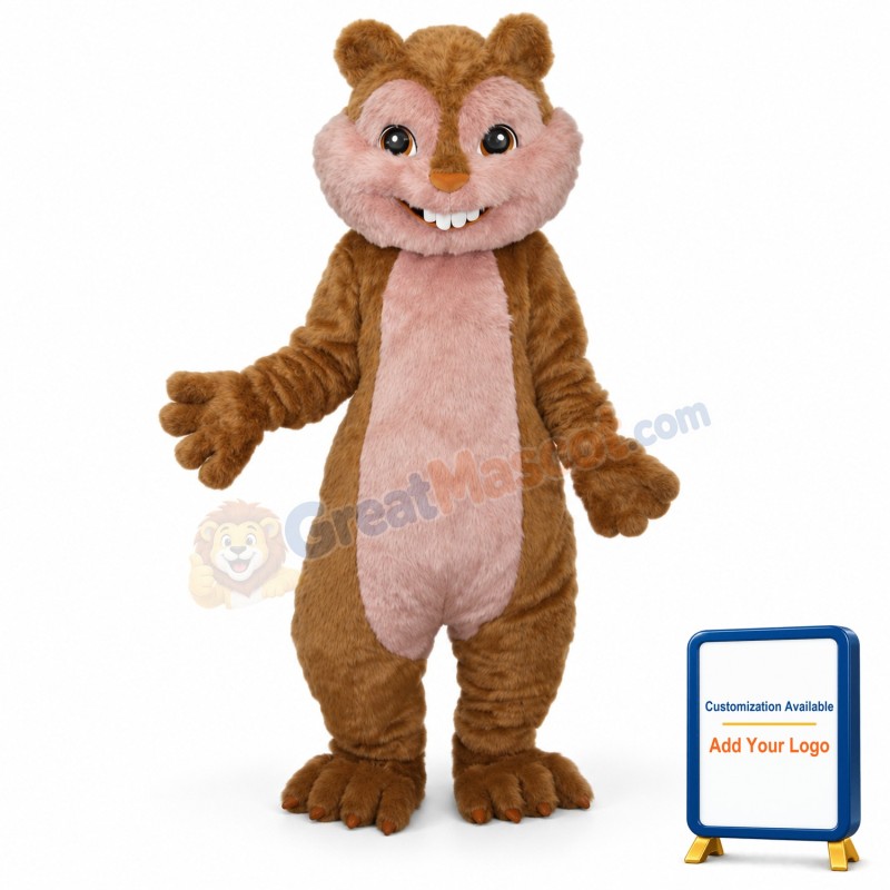 Long Wool Yellow Squirrel Mascot Adult Costume