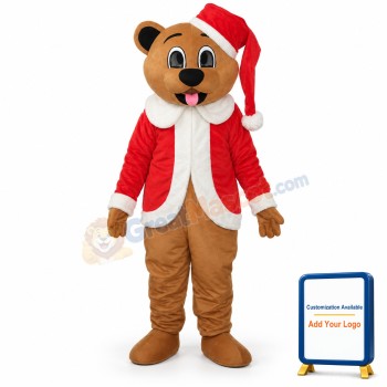 Brown Christmas Bear Mascot Adult Costume