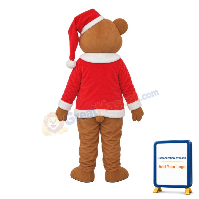 Brown Christmas Bear Mascot Adult Costume