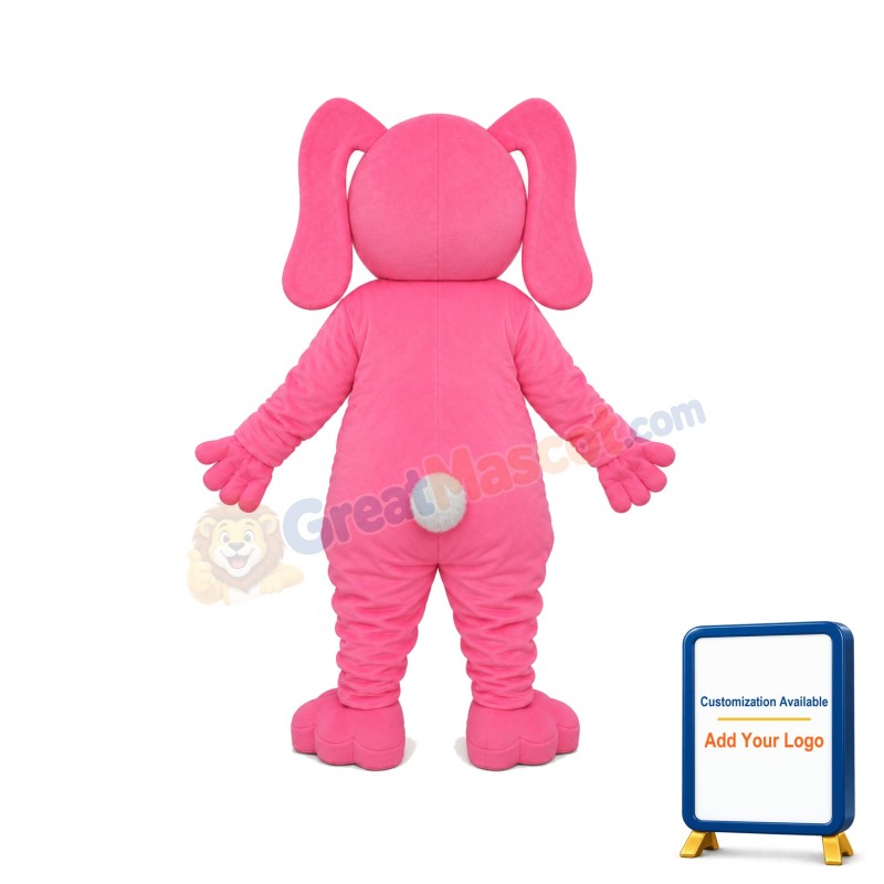 Long Ear Pink Bear Mascot Adult Costume