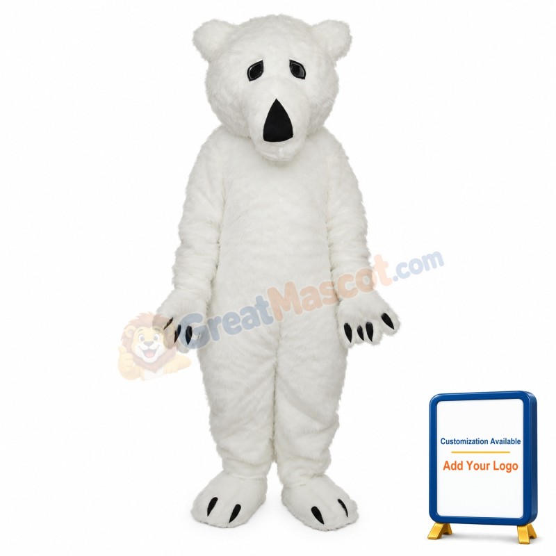 Long Wool Polar Bear Mascot Adult Costume