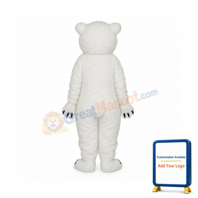 Long Wool Polar Bear Mascot Adult Costume
