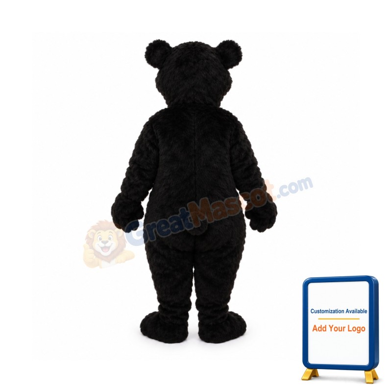 Long-haired Black Bear Mascot Adult Costume