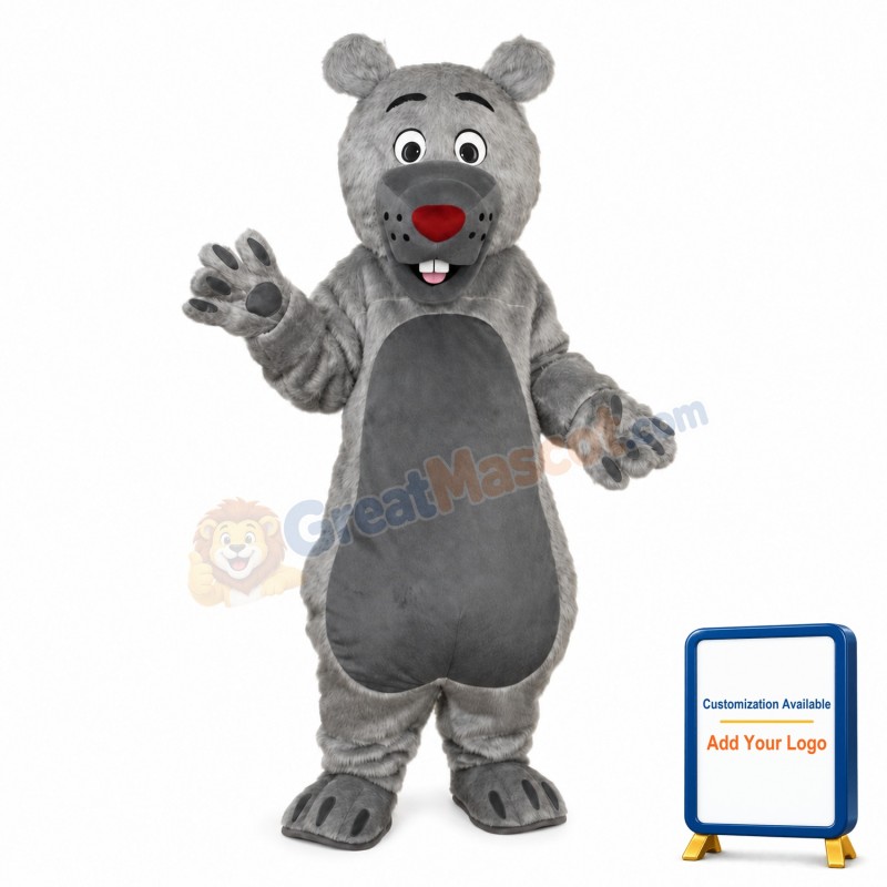 Long-haired Gray-mouth Bear Mascot Adult Costume