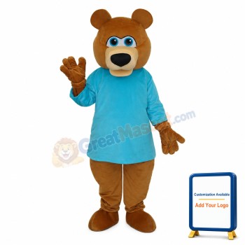 Mr.Bear in Blue T-shirt Mascot Adult Costume