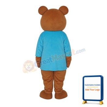 Ms.Bear in Blue T-shirt Mascot Adult Costume