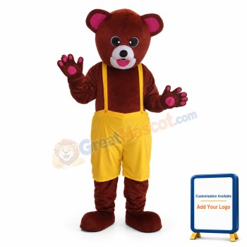 Brown Yellow Bear Mascot Adult Costume