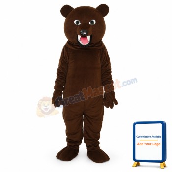 Sharp Teeth Dark Brown Bear Mascot Adult Costume