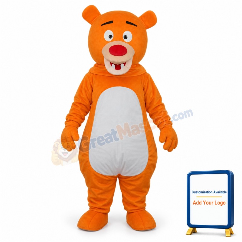 Short-haired Orange Bear Mascot Adult Costume