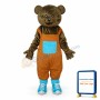 Teddy Bear in Orange Overall Mascot Adult Costume