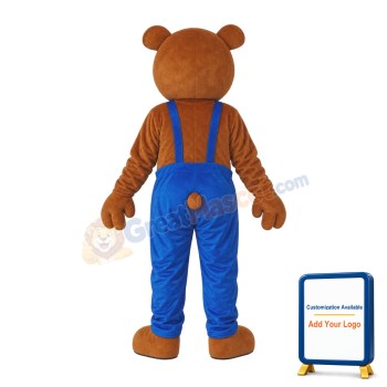 Teddy Bear in Overalls Mascot Adult Costume