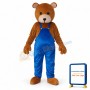 Teddy Bear in Overalls Mascot Adult Costume