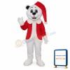 White Bear with Santa Hat Adult Mascot Costume