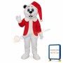 White Bear with Santa Hat Adult Mascot Costume