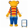 Yellow Bear Wear Blue overalls Mascot Adult Costume