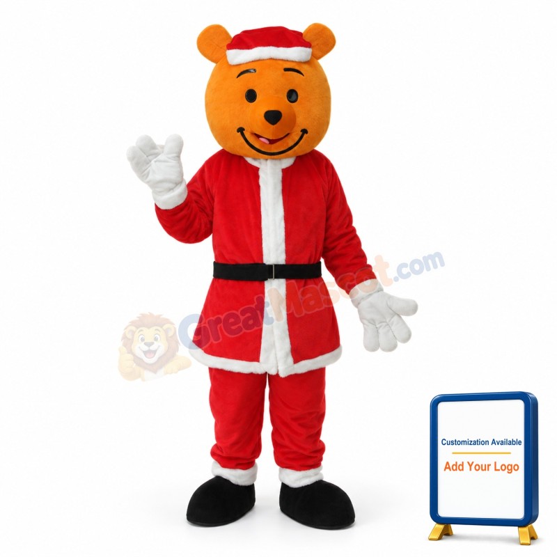 Yellow Christmas Bear Mascot Adult Costume Free Shipping