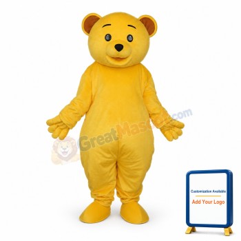 Yellow Teddy Bear Mascot Adult Costume Free Shipping