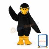 Long Wool Black Eagle Mascot Adult Costume