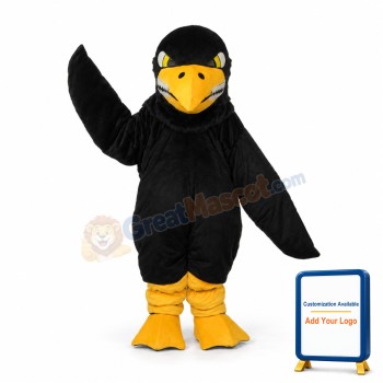 Long Wool Black Eagle Mascot Adult Costume
