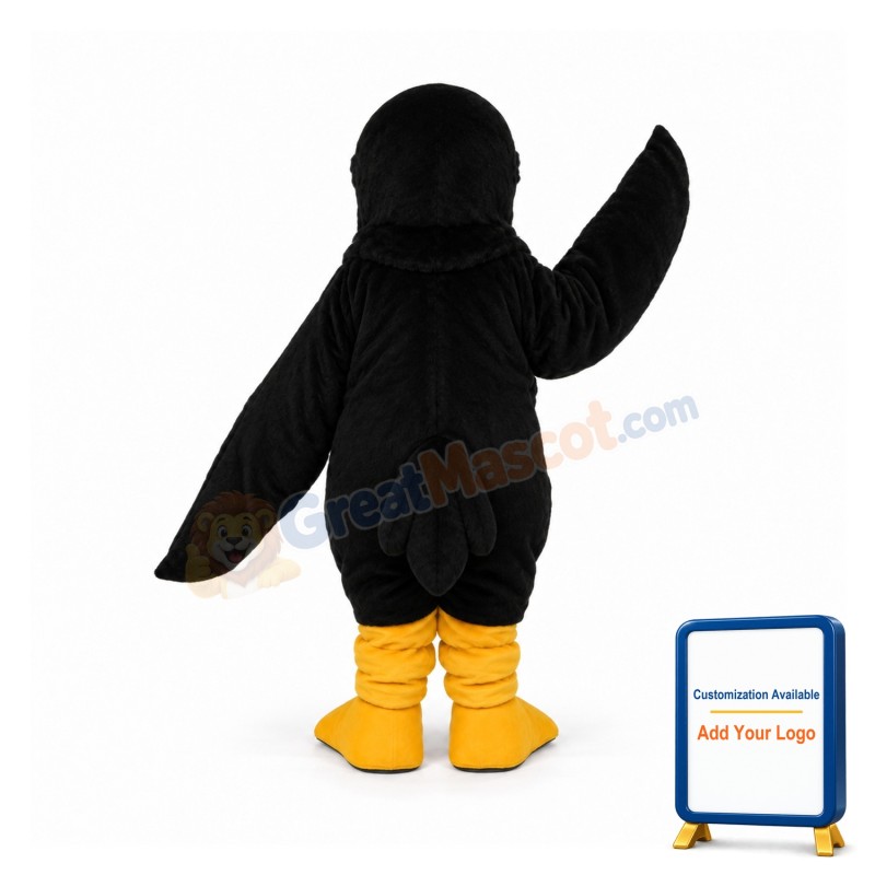 Long Wool Black Eagle Mascot Adult Costume