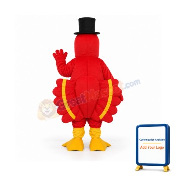 Red Bird with Black Hat Mascot Adult Costume