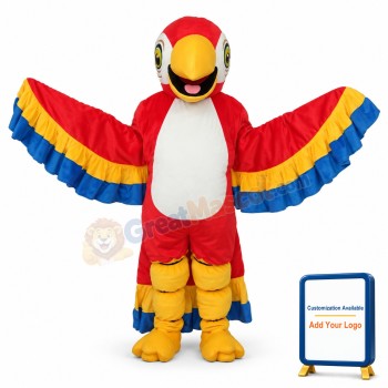 Red Parrot with Lace Tail Mascot Adult Costume