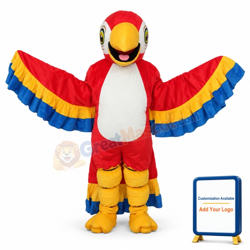 Red Parrot with Lace Tail Mascot Adult Costume