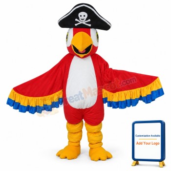 Red Pirate Parrot Mascot Adult Costume