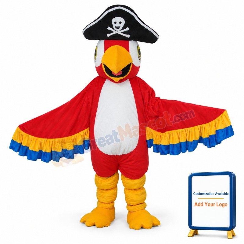 Red Pirate Parrot Mascot Adult Costume