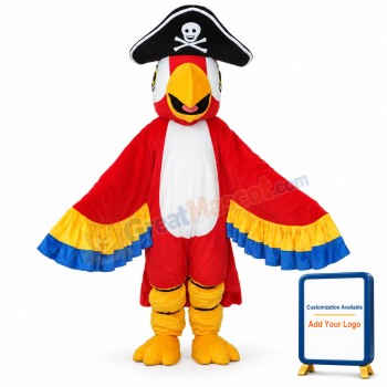 Red Pirate Parrot with Tail Mascot Adult Costume