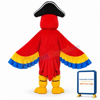 Red Pirate Parrot with Tail Mascot Adult Costume
