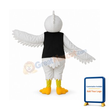 White Eagle in Black Vest Mascot Adult Costume