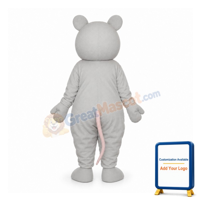 Big Pink Nose White Cat Mascot Adult Costume