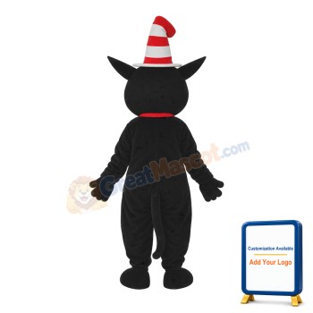 Black Cat with Hat Mascot Adult Costume