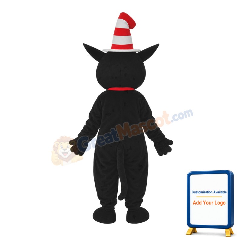 Black Cat with Hat Mascot Adult Costume