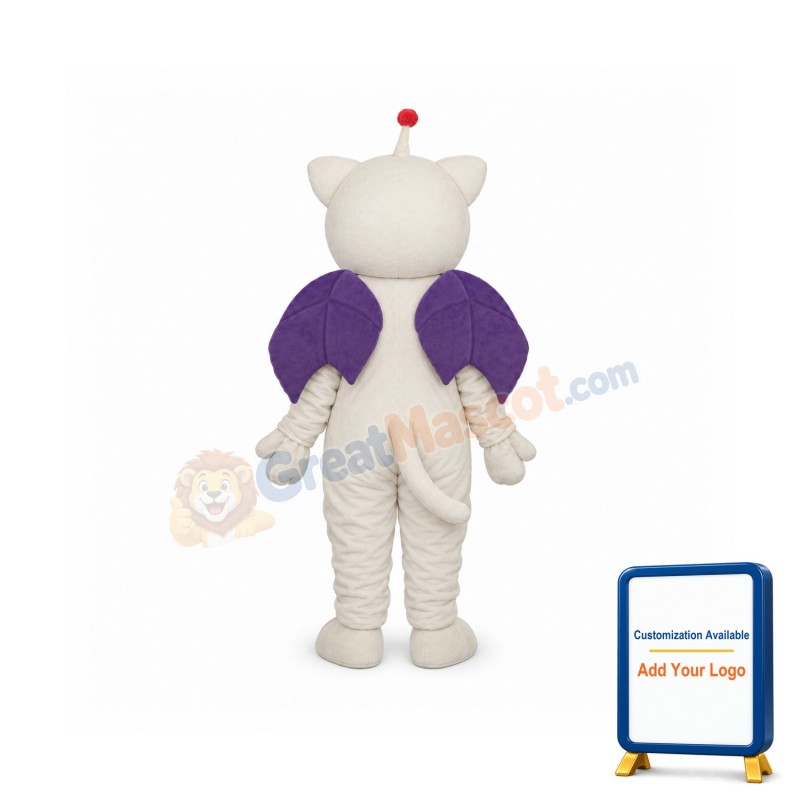 Pink Nose White Cat Mascot Adult Costume