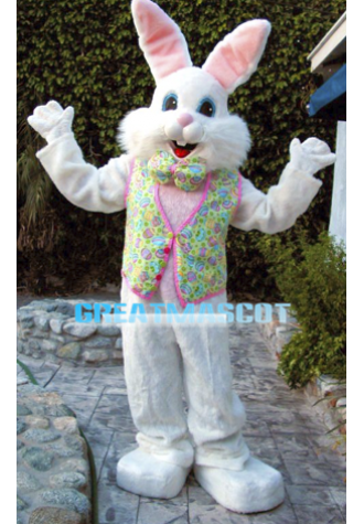 White Vest Rabbit Mascot Costume
