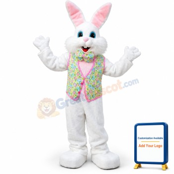 White Vest Rabbit Mascot Costume