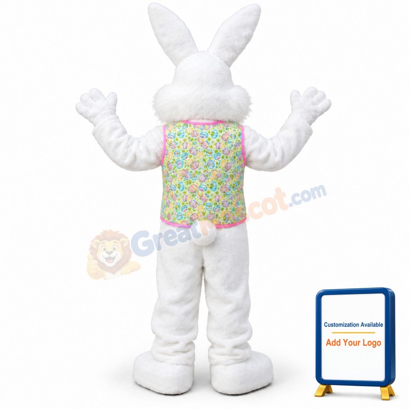 White Vest Rabbit Mascot Costume