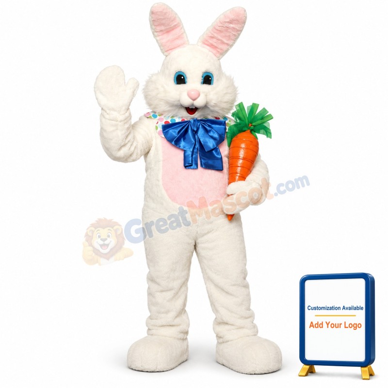Happy White Rabbit Mascot Costume