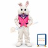 Happy White Pink Vest Rabbit Mascot Costume