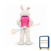 Happy White Pink Vest Rabbit Mascot Costume