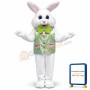 Happy White Green Vest Rabbit Mascot Costume
