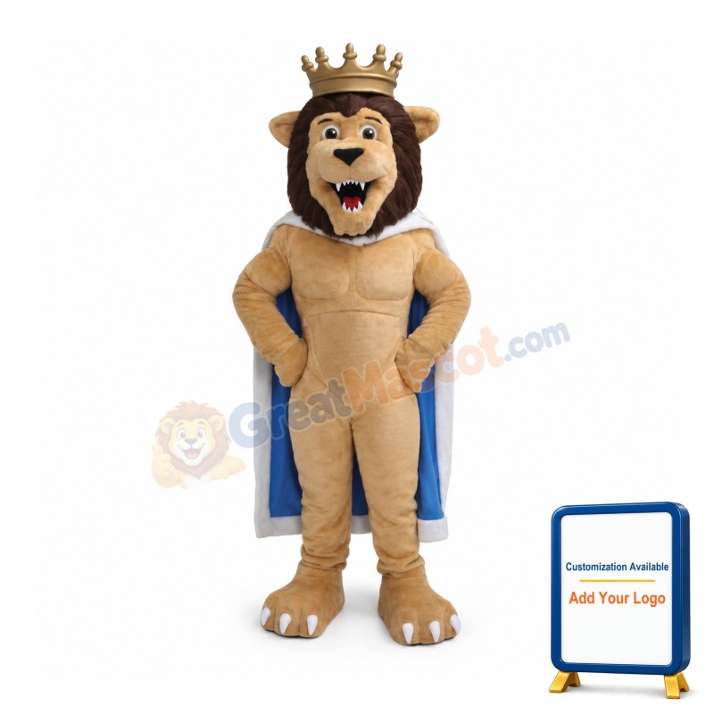Happy Crown Lion Mascot Costume