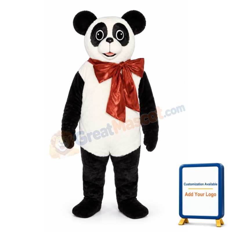Christmas Panda w-Bow Lightweight Mascot Costume