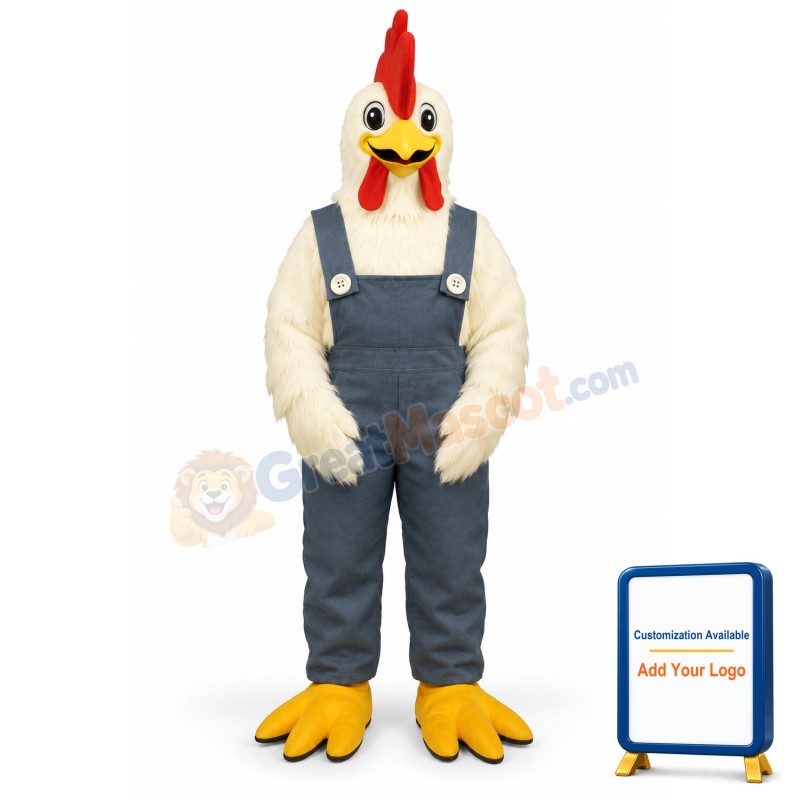 Friendly Chickenw-Overalls Lightweight Mascot Costume