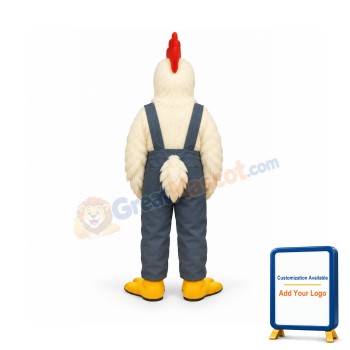 Friendly Chickenw-Overalls Lightweight Mascot Costume
